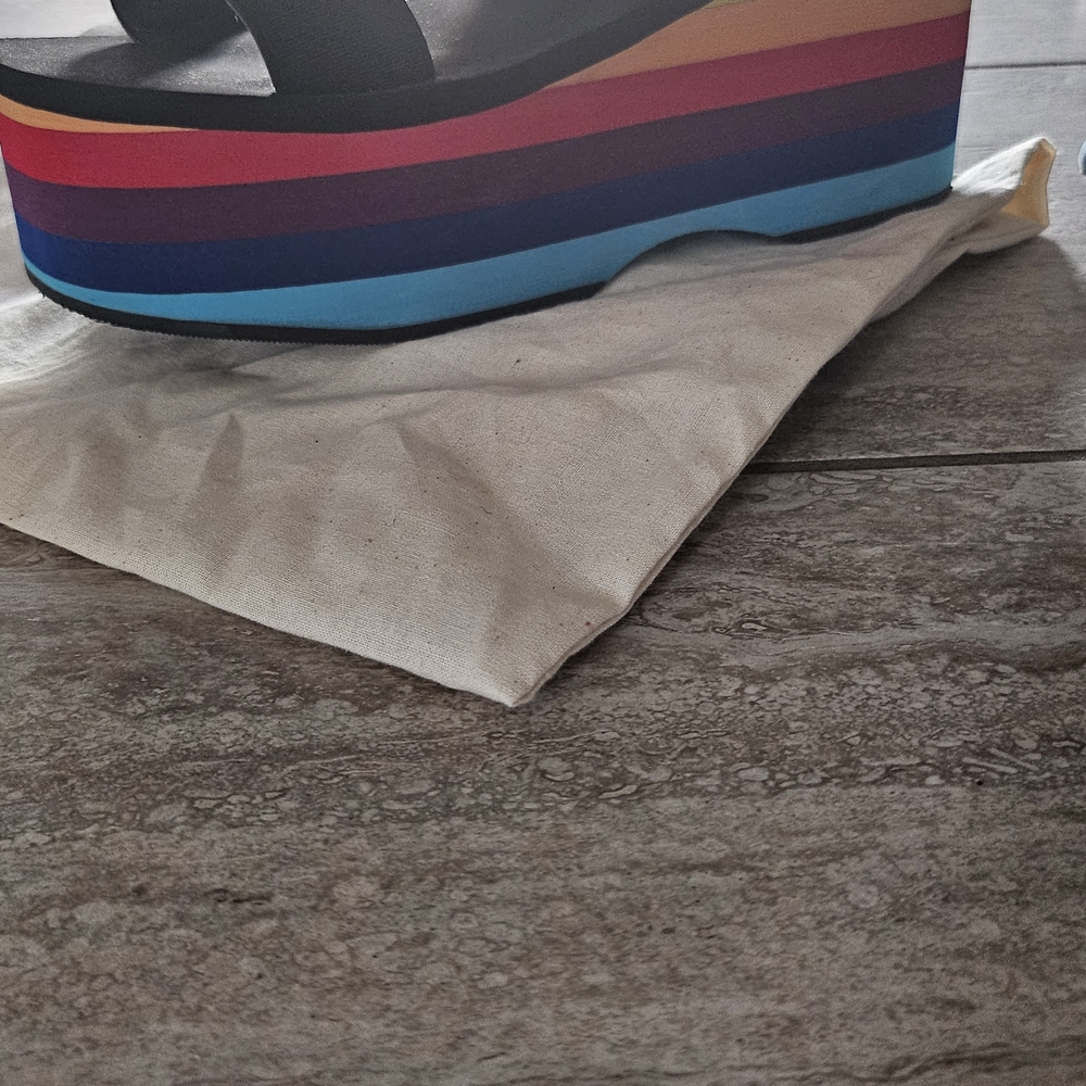 Steve Madden Black Rainbow Platform Mules